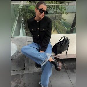 Chic Black Button-Front Jacket